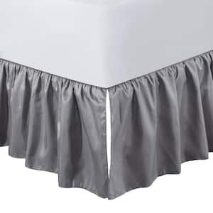16 in. Faux Silk Grey Twin Bed Skirt