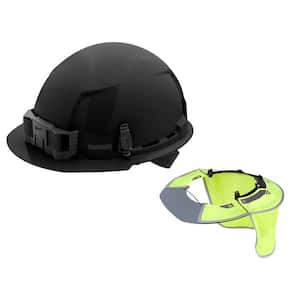 BOLT Black Type 1 Class C Front Brim Vented Hard Hat with 4-Point Ratcheting Suspension with BOLT Visor and Sunshade