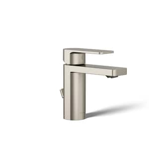 Parallel Single-Handle Single-Hole Bathroom Faucet in Vibrant Brushed Nickel