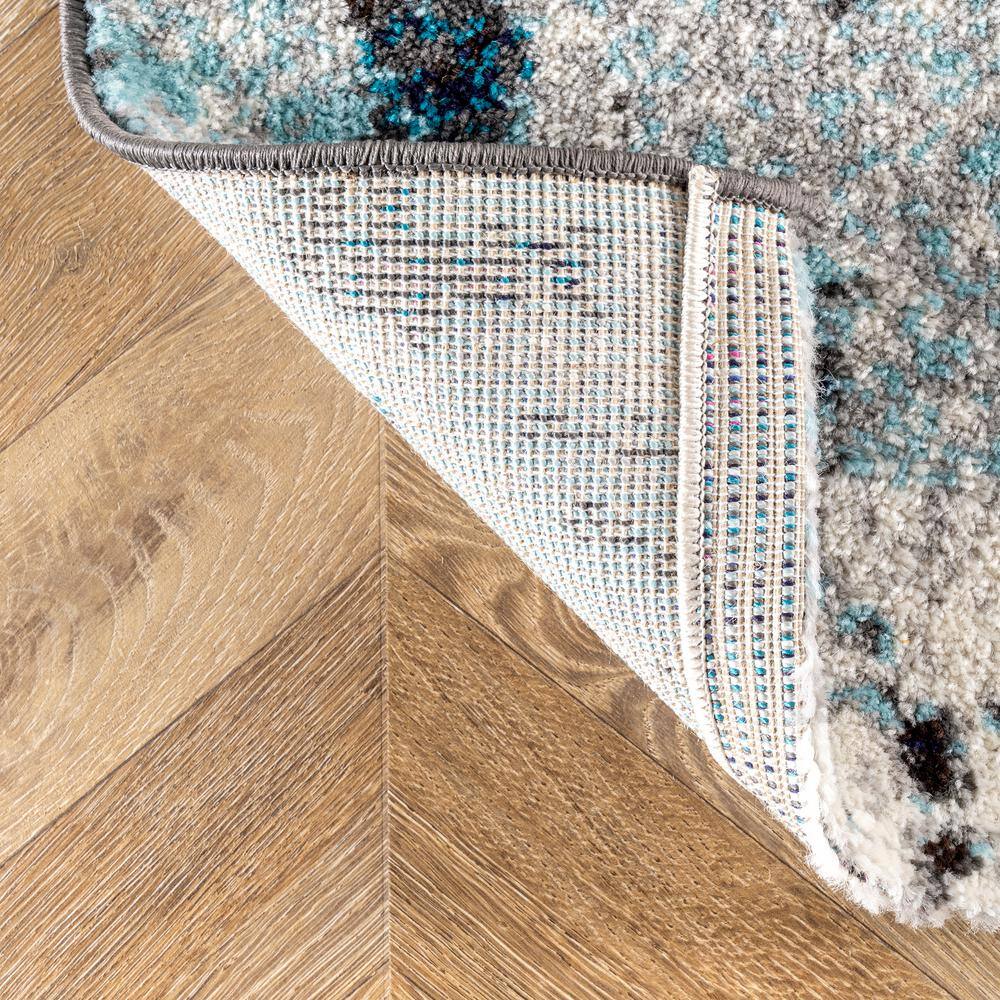 Haydee Blue and Gray Abstract Reversible Runner Rug