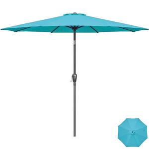 9 ft. Aluminum Outdoor Market Table Patio Umbrella with Hand Crank Lift in Turquoise