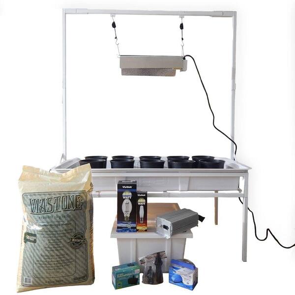 Viagrow 2 ft. x 4 ft. White Flood and Drain Benched System with Light Stand and 400-Watt Electronic Dimmable System
