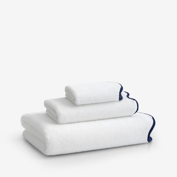 Company Cotton Scallop Navy Cotton Single Wash Cloth