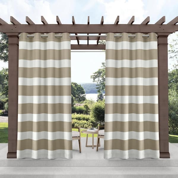 EXCLUSIVE HOME Cabana Taupe Stripe Polyester 54 in. x 120 in