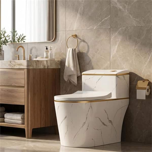 LUXSHERY 12 inch Rough In 1-Piece 1.6 gal. GPF Elongated Comfort
