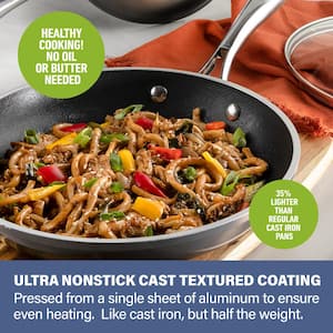 10-Piece Cast-Textured Aluminum Ti-Ceramic Nonstick Cookware Set in Platinum