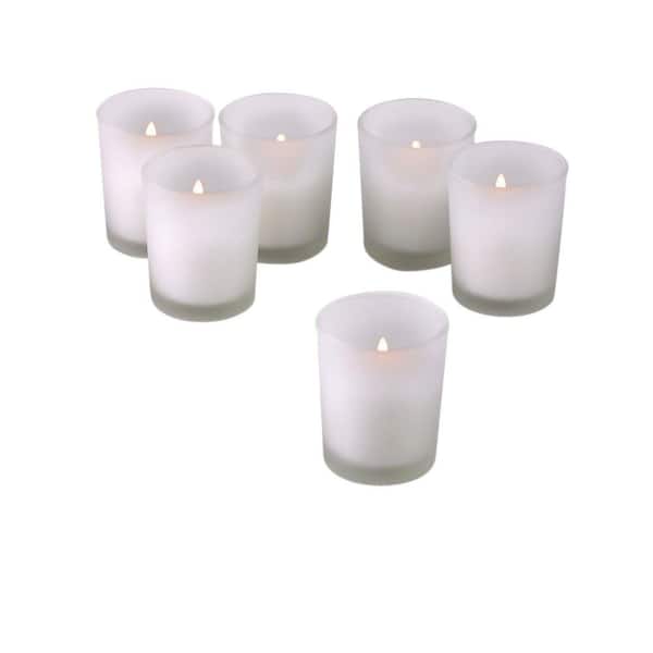 Light In The Dark White Frosted Glass Round Votive Candle Holders with White Votive Candles (Set of 36)