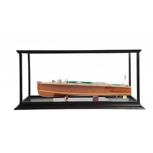 Wood Brown Hand Painted Chris Craft Triple Cockpit Boat Display Case Decorative