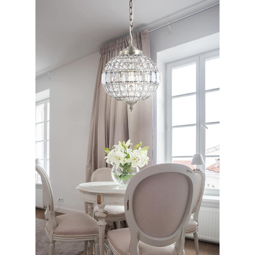 Georgina Antique Brass 12" Crystal Globe LED Pendant