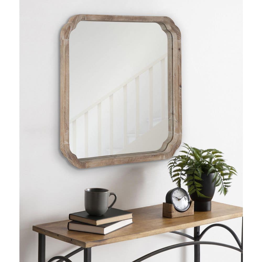Marston 24" Rustic Brown Wood Square Full-Length Wall Mirror