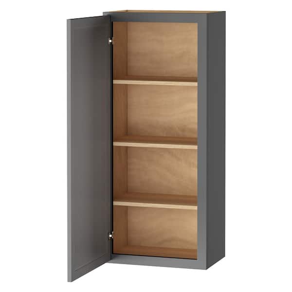 Keyport Shaker 18 in. W x 12 in. D x 42 in. H Plywood Tool-Free Ready To Assemble Wall Kitchen Cabinet in Charcoal