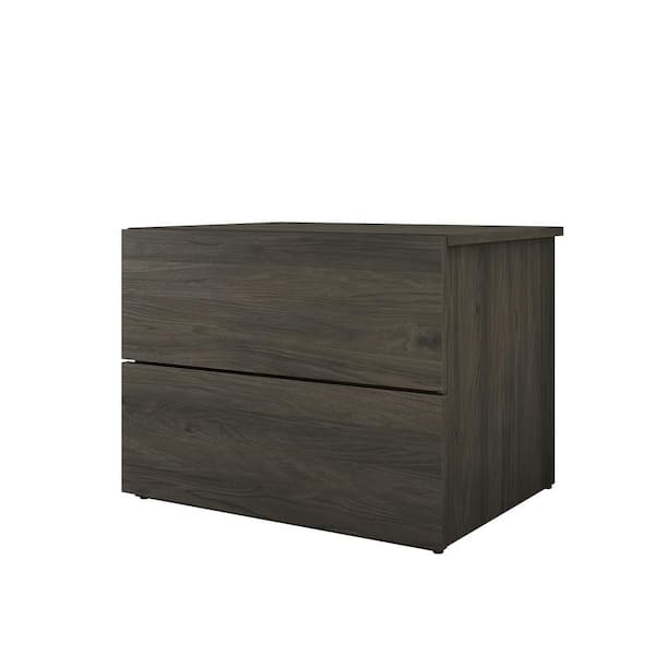 Nexera Apollo 2 Drawer Bark Grey Nightstand 23.75 in W x 18 in. H x 18.75 in. D