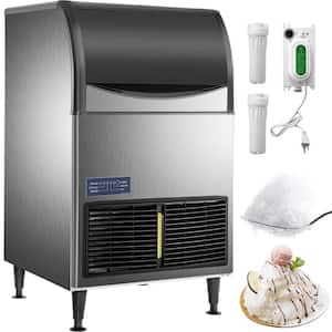 132 lb. / 24 H Commercial Flake Ice Machine with 66 lb. Storage Stainless Steel Freestanding Snowflake Maker in Silver