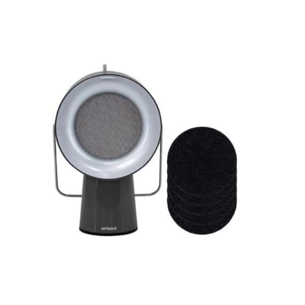 airhood Black Portable Kitchen Air Cleaner w/ Activated Charcoal Filter and Stainless-Steel Oil Filter for Indoor Grilling