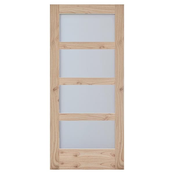 JELD-WEN MODA Rustic 24 in. x 80 in. Solid Wood Full Lite Frosted Glass Unfinished Wood Interior Door Slab