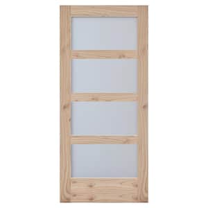 MODA Rustic 28 in. x 80 in. Solid Wood Full Lite Frosted Glass Unfinished Wood Interior Door Slab