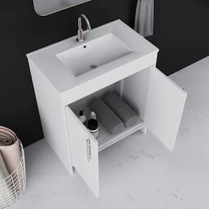 Villa 30 in. W x 18 in D Bathroom Vanity in White with Ceramic Vanity Top in White with White Basin