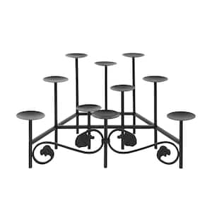 24 in. Long Black Iron Cathedral Hearth Fireplace Candle Holder