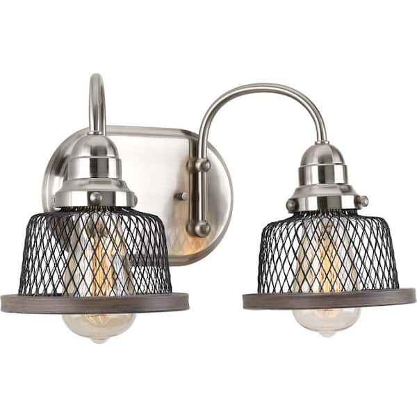 Tilley Collection 2-Light Brushed Nickel Coastal Bath Vanity Light