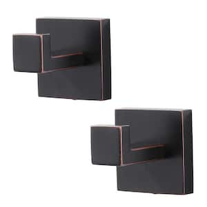 Stainless Steel Square Wall Mounted J-Hook Robe/Towel Hook in Oil Rubbed Bronze (2-Pack)