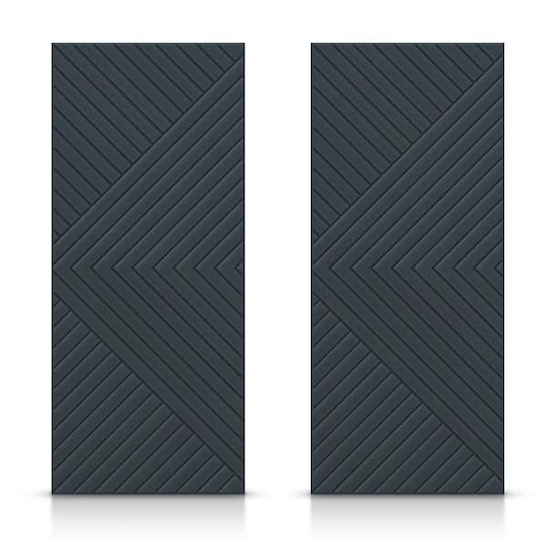 CALHOME 84 in. x 80 in. Hollow Core Charcoal Gray Stained Composite MDF Interior Double Closet Sliding Doors