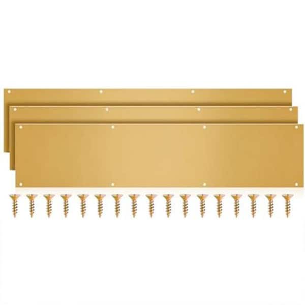 3-Pack 6 x 32 in. Aluminum Brass Door Kick Plates with 24 Stainless Steel Screws