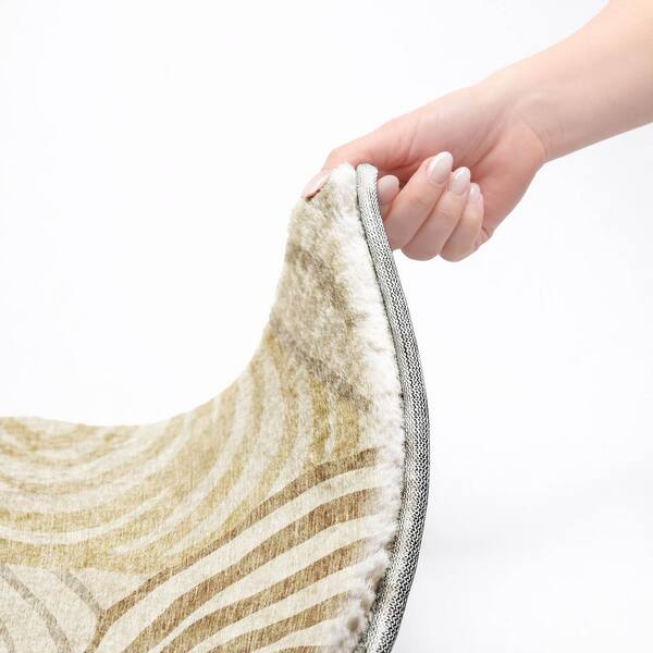 Dream Shag Premium Machine Washable Abstract ADS765 Gold 2 ft. x 7 ft. Runner Rug