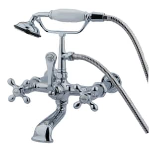 Vintage 7 in. Center 3-Handle Claw Foot Tub Faucet with Handshower in Chrome