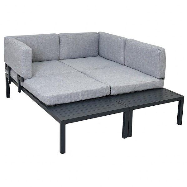 Marino Midnight Aluminum with Cushions 4 Piece Sofa Group + 55 x 31.5 in.  Lounge Height Coffee Table