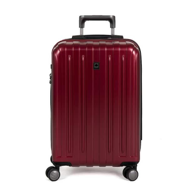 DELSEY PARIS Titanium Red Expandable Carry On Spinner Rolling Luggage Suitcase