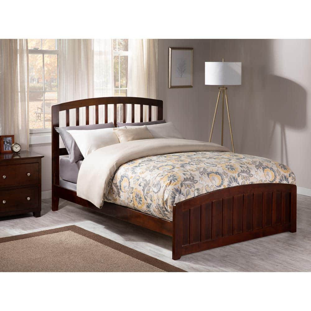 Richmond Walnut Full Wood Platform Bed with Slats