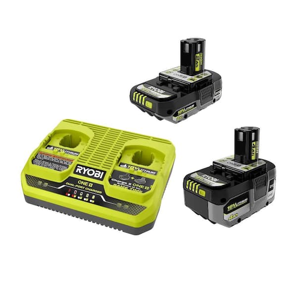 RYOBI ONE+ HP 18V 4.0 Ah HIGH PERFORMANCE Battery, 2.0 Ah HIGH PERFORMANCE Battery, and Dual-Port Charger Starter Kit