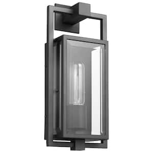 Exhibit Matte Black Outdoor Hardwired Wall Lantern Sconce with No Bulbs Included