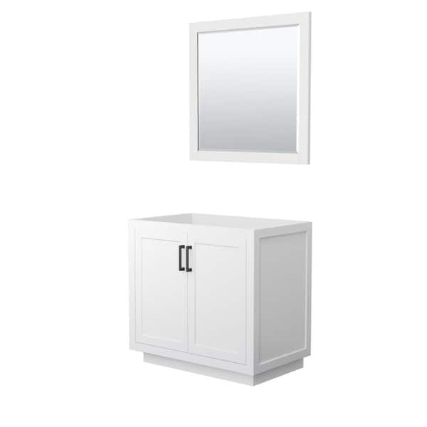 Wyndham Collection Miranda 35.25 in. W x 21.75 in. D Single Bath Vanity Cabinet Only with Mirror in White