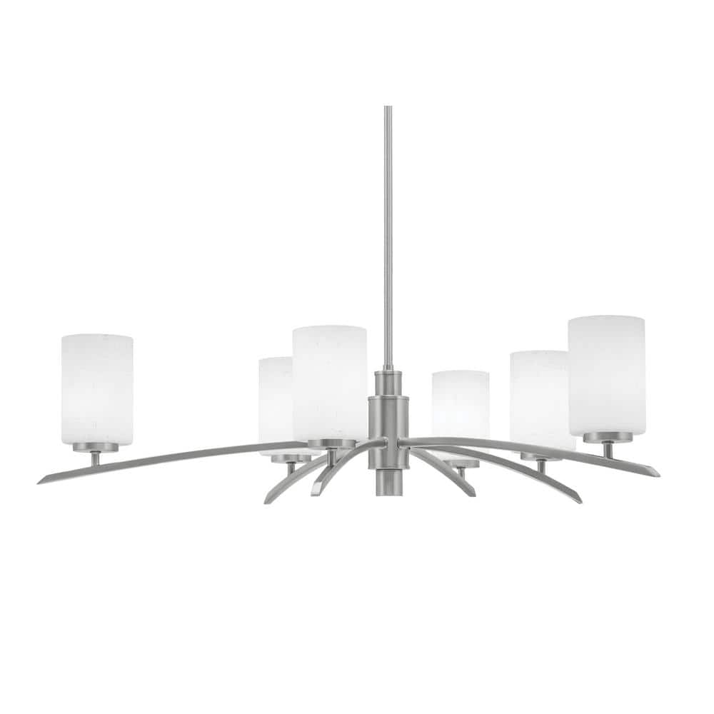 Siena 31 in. 6-Light Graphite Chandelier with 4 in. White Muslin Glass Shad