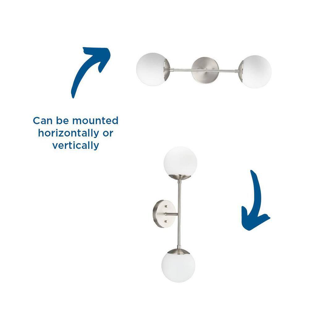Haas Brushed Nickel 24" Modern Wall Sconce with Opal Glass Globes