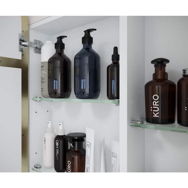 Brass Shampoo Holder Mounted Glass Cabinet , Stainless Shampoo