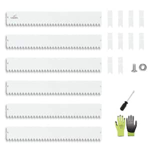 40 in. x 6 in. White Galvanized Steel Garden Landscape Edging Lawn Border with Gloves and 10 Stakes (6-Pieces )