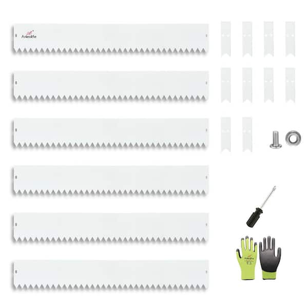 Cesicia 40 in. x 6 in. White Galvanized Steel Garden Landscape Edging Lawn Border with Gloves and 10 Stakes (6-Pieces )