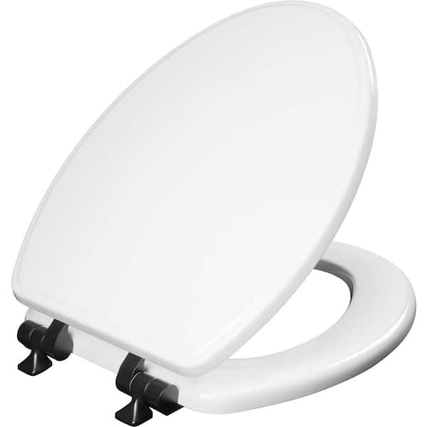 Bemis Weston Slow Close Elongated Closed Front Enameled Wood Toilet Seat In White With Matte Black Metal Hinge 1526mbsl 000 - How To Tighten Bemis Slow Close Toilet Seat