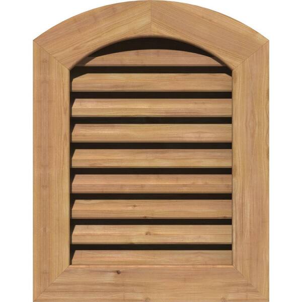 Ekena Millwork 23 in. x 29 in. Half Round Unfinished Smooth Western Red Cedar Wood Paintable Gable Louver Vent