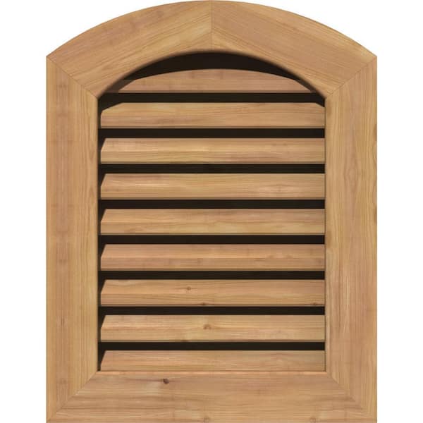Ekena Millwork 21 in. x 41 in. Round Top Unfinished Smooth Western Red Cedar Wood Paintable Gable Louver Vent