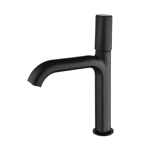 FLG Single Handle Single Hole Bathroom Faucet Brass Modern Deck Mount Bathroom Sink Basin Taps in Matte Black