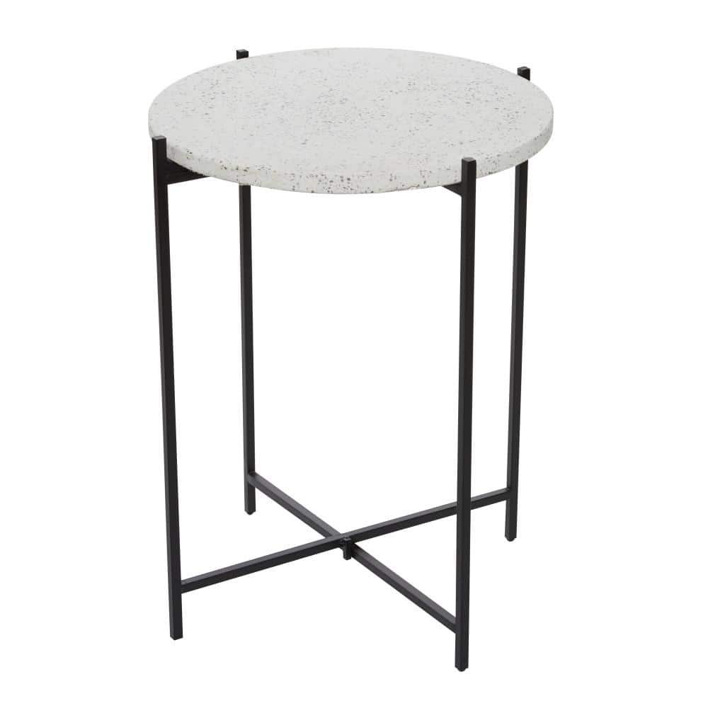 Elegant Black Terrazzo Round Accent Table with Metal Base