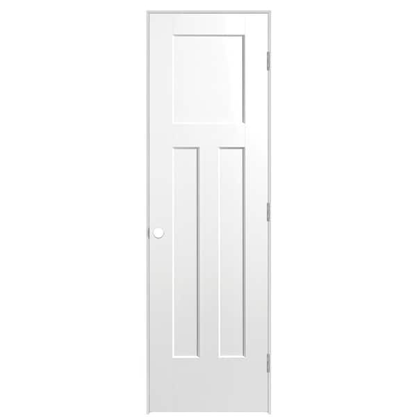 Masonite 24 in. x 80 in. 3-Panel Winslow Left-Hand Solid Core Ultra-Pure White Molded Composite Single Prehung Interior Door