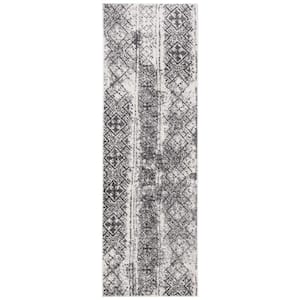 ADirondack Silver/Black 3 ft. x 10 ft. Border Striped Runner Rug