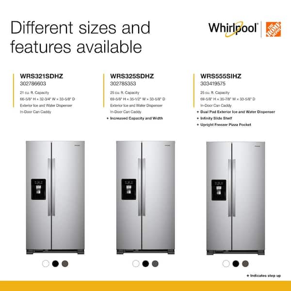 Whirlpool 21.4 cu. ft. Side by Side Refrigerator in Fingerprint