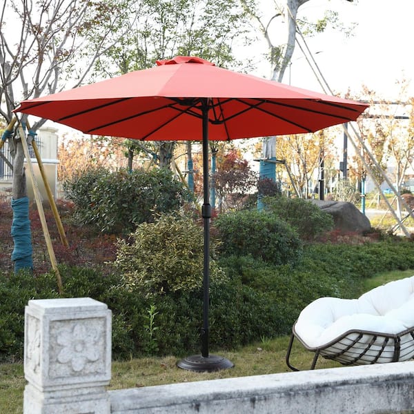 Zeus & Ruta 14.8 ft. Steel Market Patio Umbrella Double Sided Outdoor Umbrella Rectangular Large with Crank in Orange