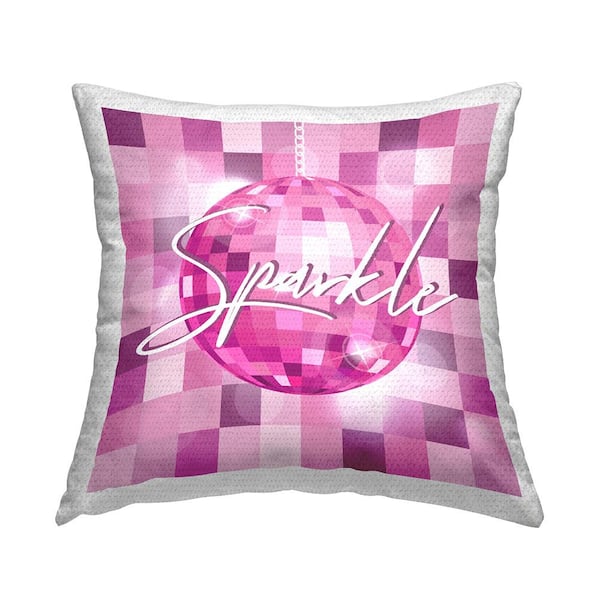 Stupell Industries Sparkle Disco Ball Purple Geometric Pink Square Outdoor Throw Pillow