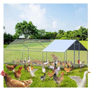 Metal Large Chicken Coop Walk-in Poultry Cage Large Chicken Run Spire Shaped Cage with Waterproof Anti-Ultraviolet Cover
